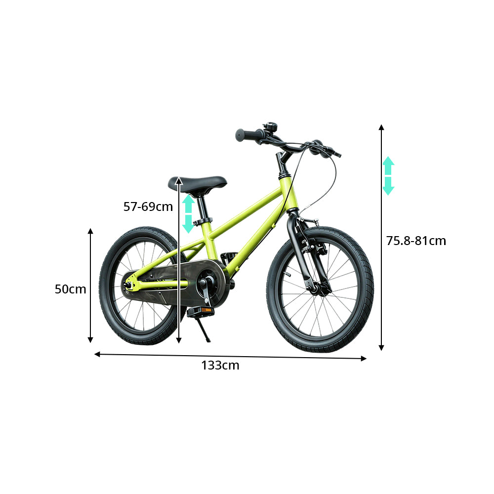 VOLTUS 16/20 Inch Kids Bike with 7-Speed Gears, Dual Brakes and Shock-Absorbing Tyres for Everyday Riding - Green