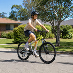 VOLTUS 24 Inch Youth Mountain Bike with 7-Speed Gears, Disc Brakes, Suspension Fork and Aluminium Frame - Green Silver