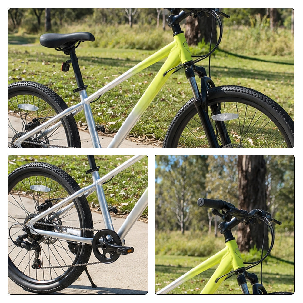 VOLTUS 24 Inch Youth Mountain Bike with 7-Speed Gears, Disc Brakes, Suspension Fork and Aluminium Frame - Green Silver