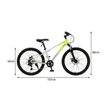 VOLTUS 24 Inch Youth Mountain Bike with 7-Speed Gears, Disc Brakes, Suspension Fork and Aluminium Frame - Green Silver
