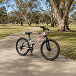 VOLTUS 24 Inch Youth Mountain Bike with 7-Speed Gears, Disc Brakes, Suspension Fork and Aluminium Frame - Pink Silver