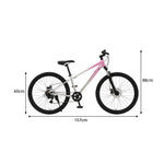 VOLTUS 24 Inch Youth Mountain Bike with 7-Speed Gears, Disc Brakes, Suspension Fork and Aluminium Frame - Pink Silver