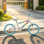 VOLTUS Kids Bike with High Carbon Steel Frame, Dual Brakes, Adjustable Saddle & Safety Light for Outdoor Riding - Blue