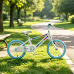 VOLTUS Kids Bike with High Carbon Steel Frame, Dual Brakes, Adjustable Saddle & Safety Light for Outdoor Riding - Blue