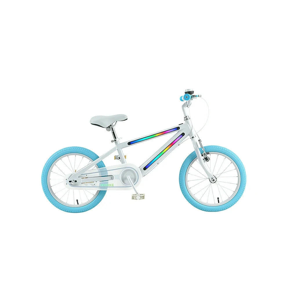VOLTUS Kids Bike with High Carbon Steel Frame, Dual Brakes, Adjustable Saddle & Safety Light for Outdoor Riding - Blue