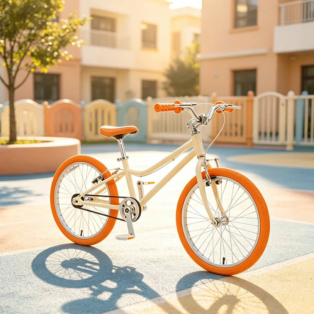 VOLTUS Kids Bike with Lightweight Aluminium Frame, Low Step-Through Design & Dual Brakes for Outdoor Riding - Orange