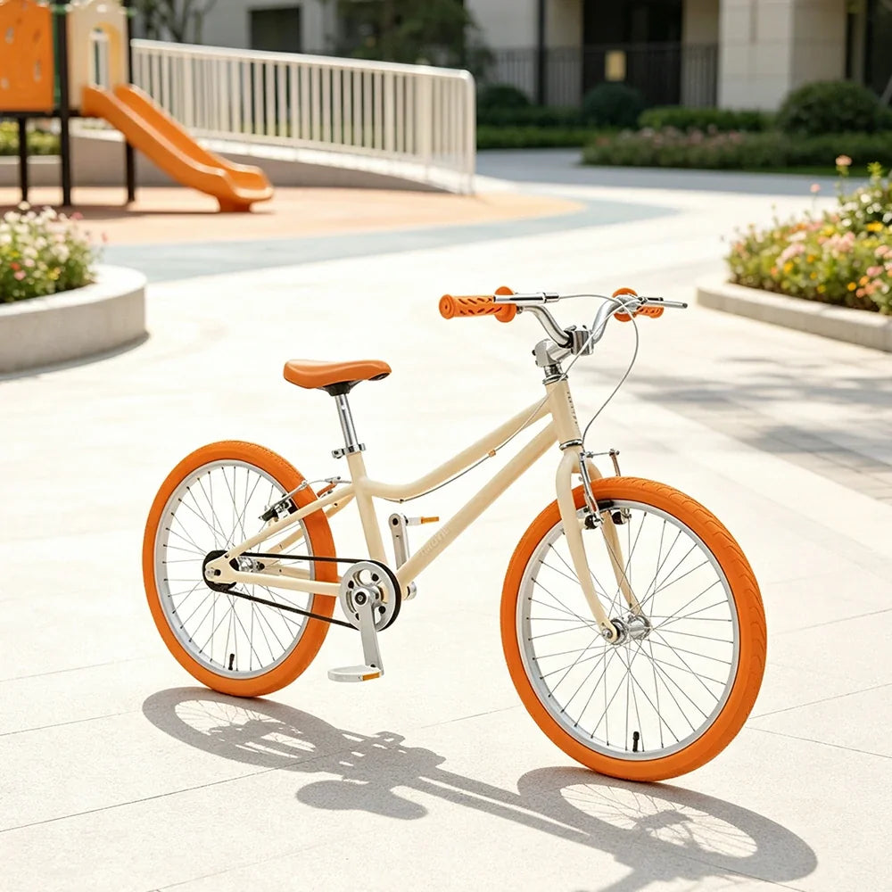 VOLTUS Kids Bike with Lightweight Aluminium Frame, Low Step-Through Design & Dual Brakes for Outdoor Riding - Orange