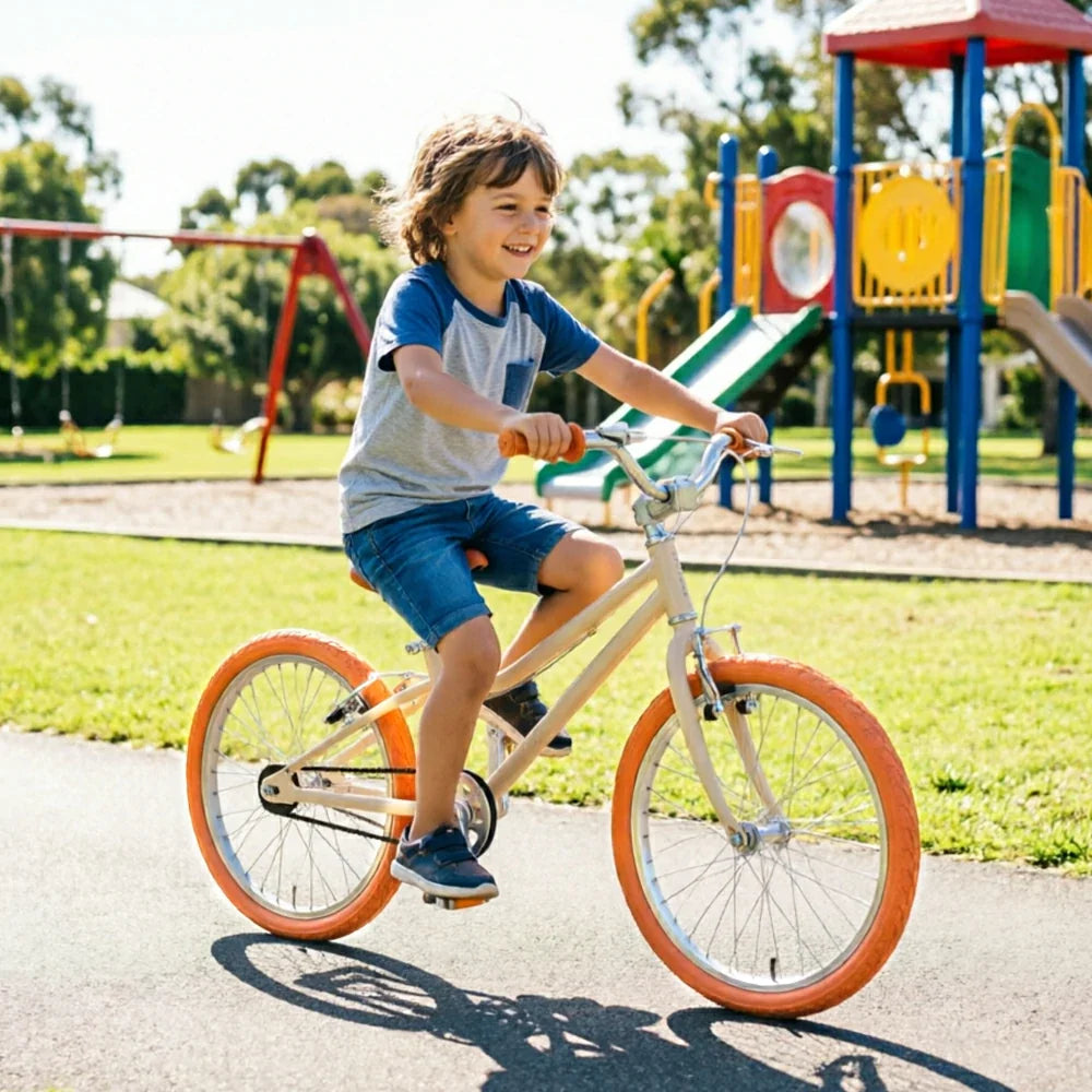 VOLTUS Kids Bike with Lightweight Aluminium Frame, Low Step-Through Design & Dual Brakes for Outdoor Riding - Orange