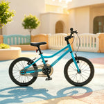 VOLTUS Kids Bike with Lightweight Aluminium Frame, Low Step-Through Design & Dual Brakes for Outdoor Riding - Blue