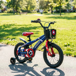VOLTUS 20-Inch Kids Bike with Superhero Design, Dual Brakes & Training Wheels for Beginner Outdoor Riding - Blue