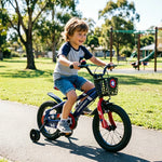 VOLTUS 20-Inch Kids Bike with Superhero Design, Dual Brakes & Training Wheels for Beginner Outdoor Riding - Blue
