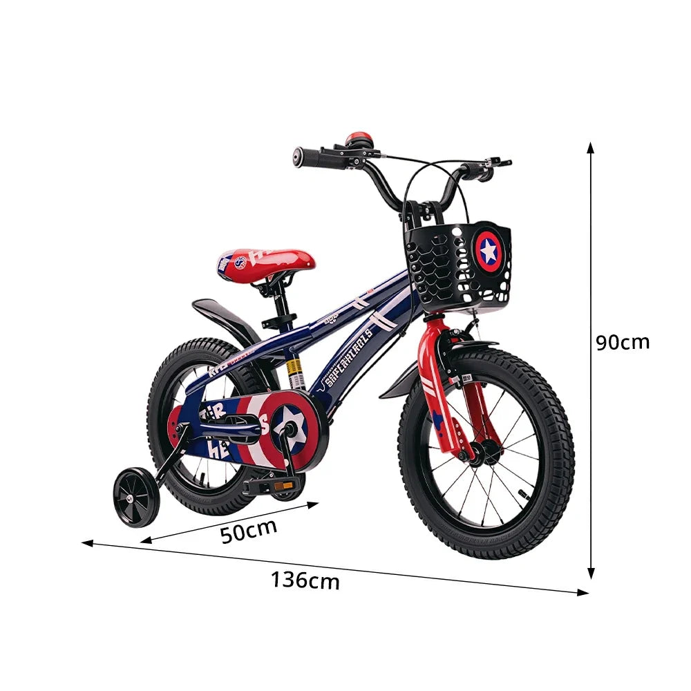 VOLTUS 20-Inch Kids Bike with Superhero Design, Dual Brakes & Training Wheels for Beginner Outdoor Riding - Blue