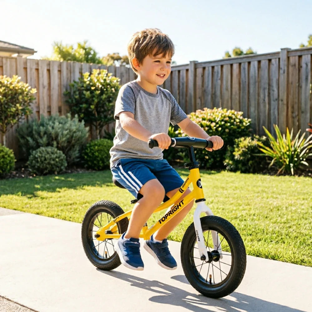 VOLTUS Kids Balance Bike with Lightweight Frame, Adjustable Seat & Wide Rubber Tyres for Outdoor Riding - Yellow