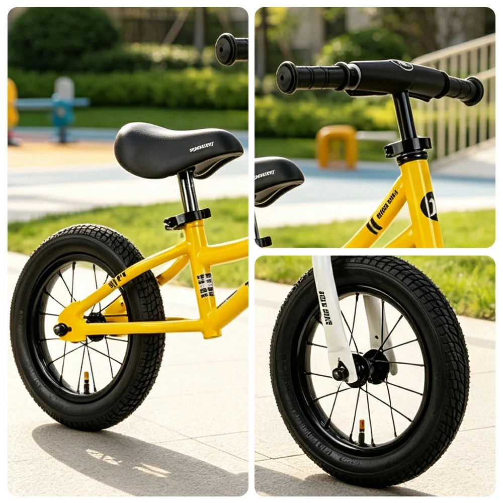 VOLTUS Kids Balance Bike with Lightweight Frame, Adjustable Seat & Wide Rubber Tyres for Outdoor Riding - Yellow