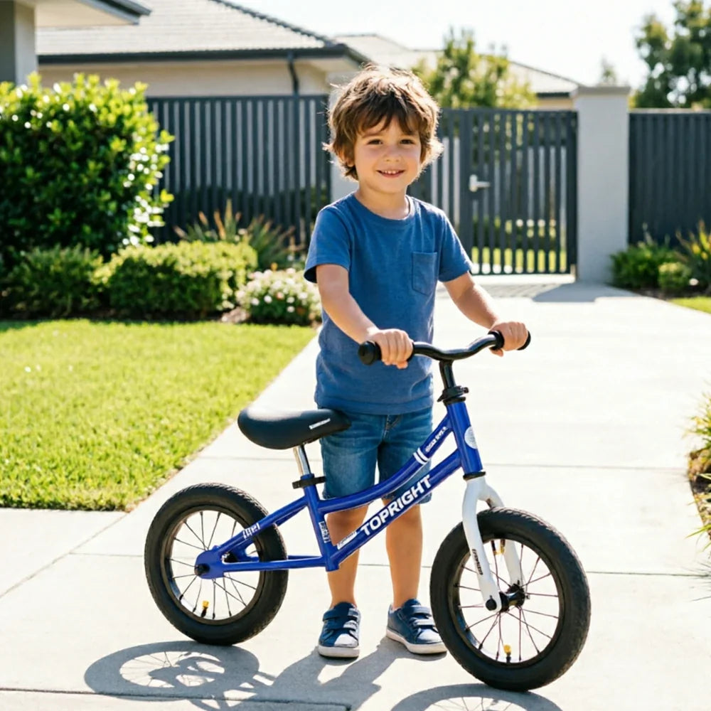 VOLTUS Kids Balance Bike with Lightweight Frame, Adjustable Seat & Wide Rubber Tyres for Outdoor Riding - Blue