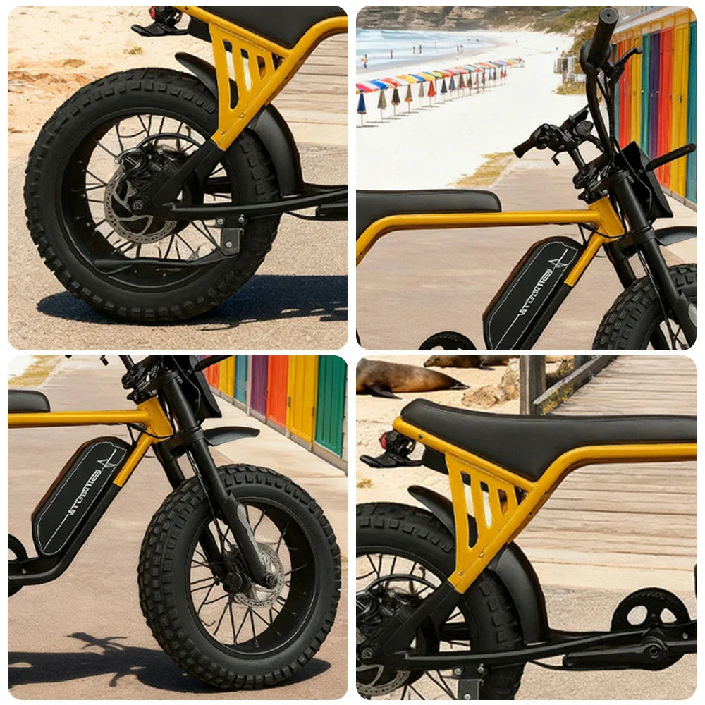 VOLTUS Z03 Electric Bike 48V13Ah 500W Fat Tyre Retro Style E-Bike Durable Steel Frame Yellow