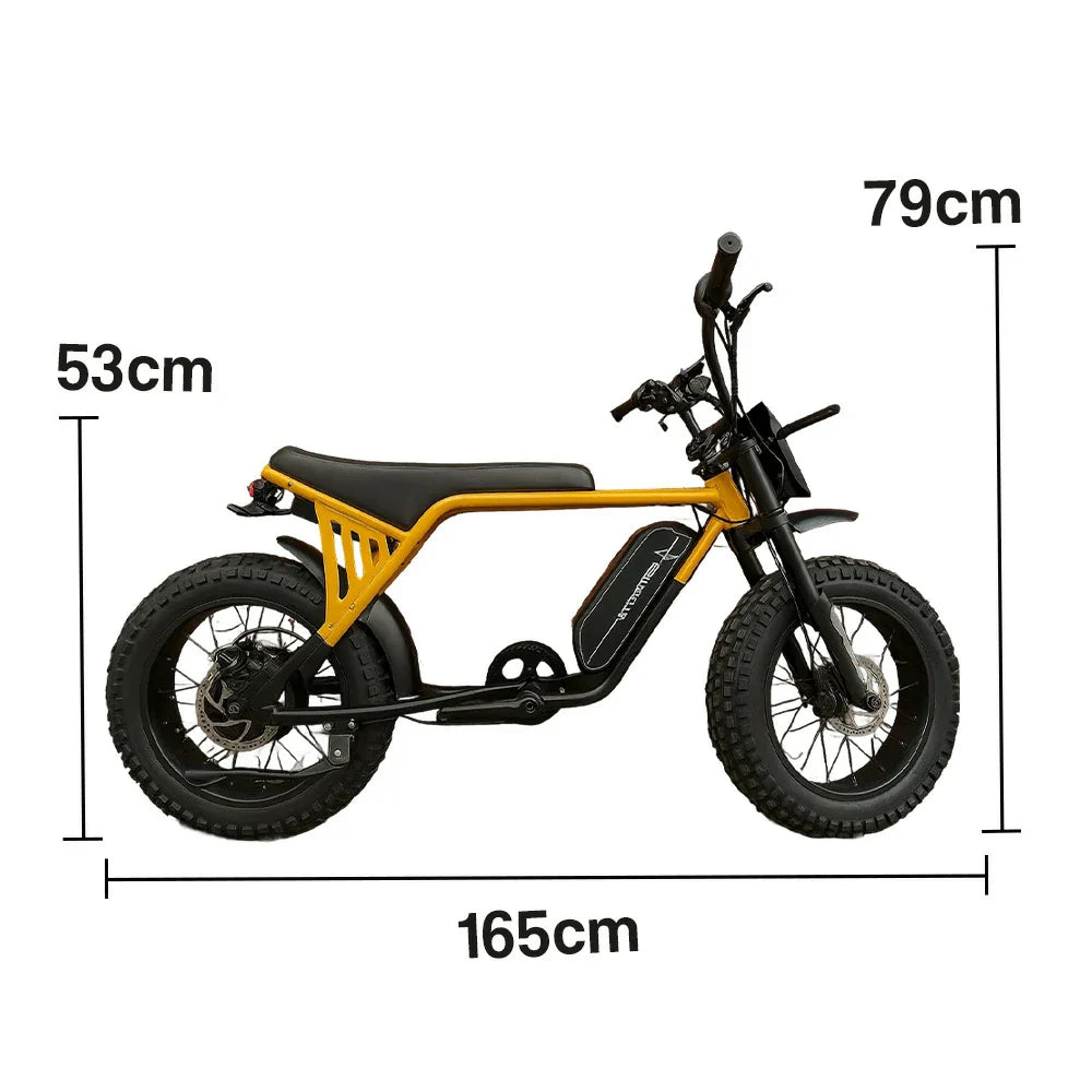VOLTUS Z03 Electric Bike 48V13Ah 500W Fat Tyre Retro Style E-Bike Durable Steel Frame Yellow