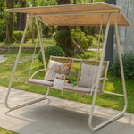 SOLARA Outdoor Multi-Functional Patio Chair Frame, Swing Steel - Garden Alloy Storage Organizer, Design Canopy Relaxation with Seat - White