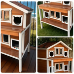 PAWORA Outdoor Resistant Roof, Waterproof Scratch Wooden - Cat Finish Weatherproof Frame, All - Fir House for Seasons, Shelter Sturdy Wood