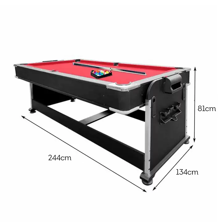 VERSA 4-IN-1 Table Hockey, Red Air Billiards, Convertible with Rooms Table 8FT Game Pool Billiard Accessories for Dining, Tennis - Free and Felt