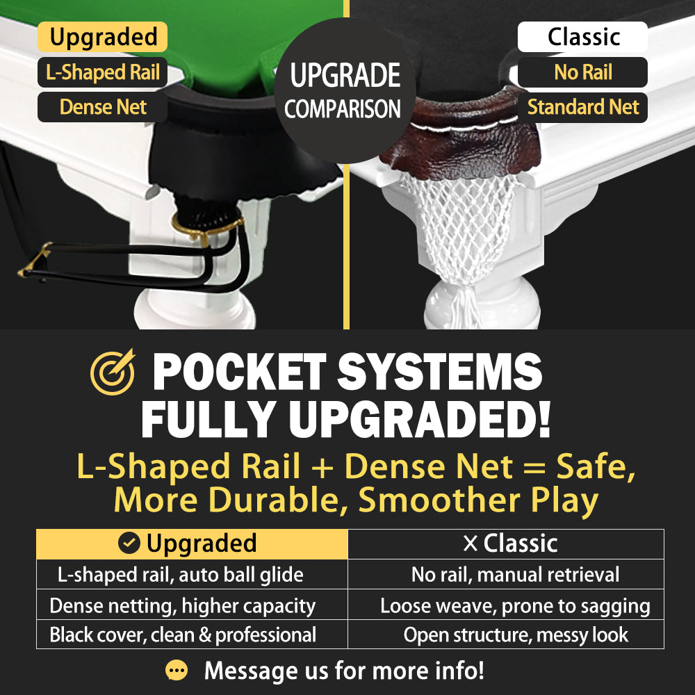 QUESLA 7FT Black Pool Ball - Design Upgraded Model Professional Reinforced Pro Legs Table - Solid Nets 2025 Billiard Table, with Timber Classic Slate Frame