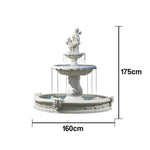 SOLARA Natural Sandstone Outdoor Fountain with 1.6m Fish Pond Continuous Flow Pump Natural Stone Grain Tranquil Garden Feature