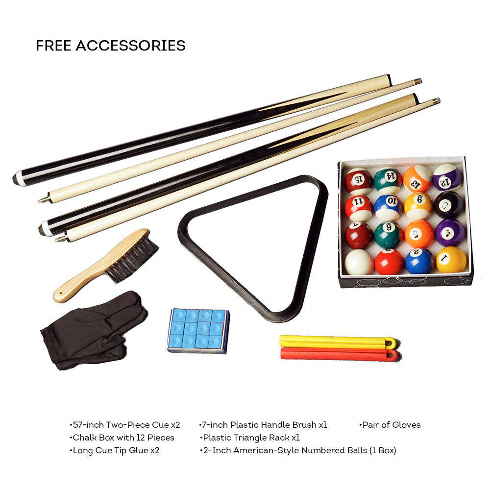 QUESLA WP09 Slate Table Billiard Slate - Accessories Table w/ 9FT Free 25mm Pool Black&Black